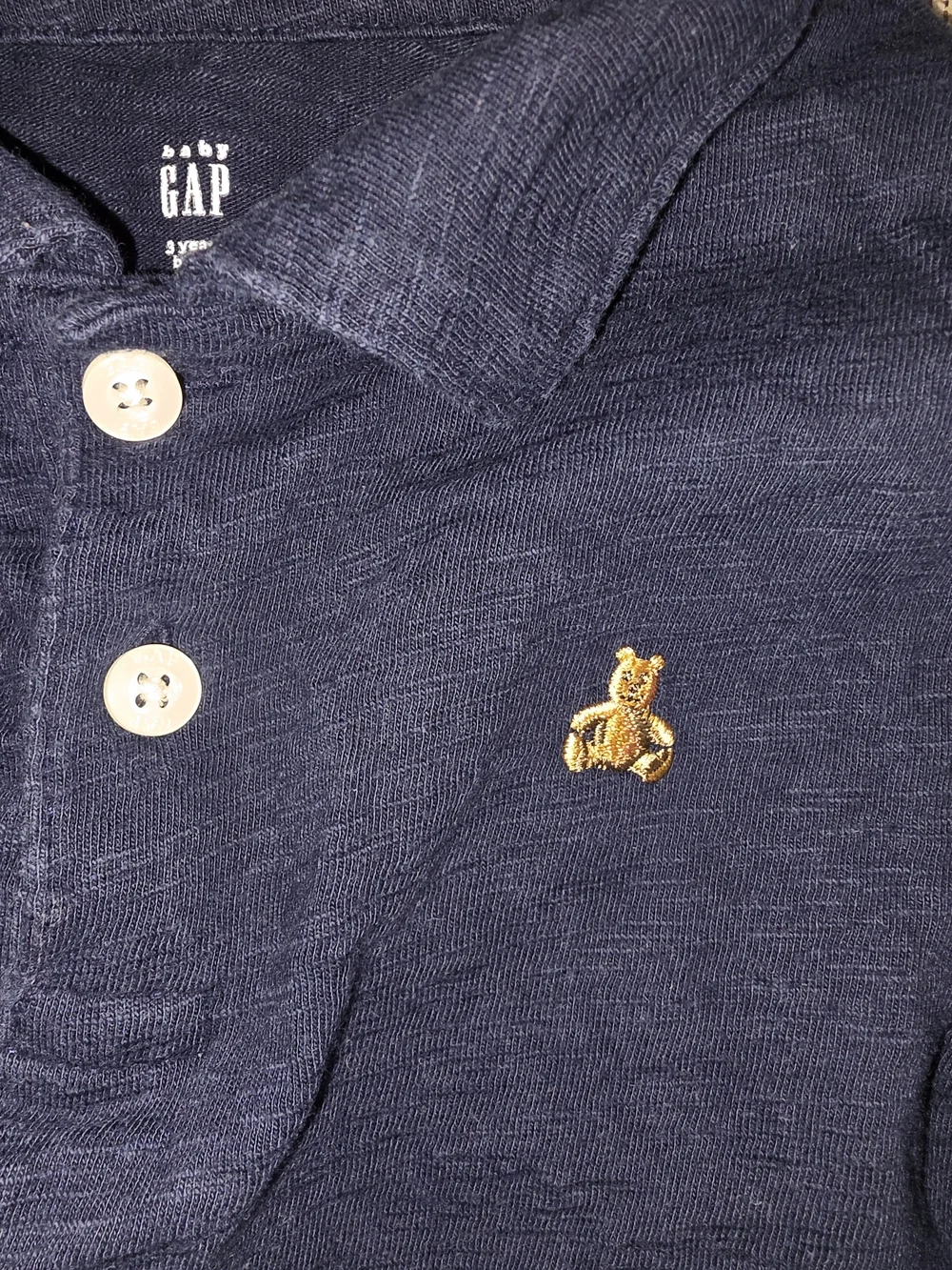 GAP Kids Navy Long-Sleeve Polo Shirt with Embroidered Fox